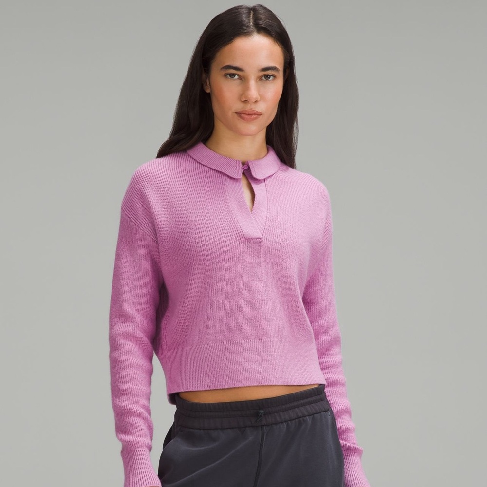 Pink Lululemon collared sweater